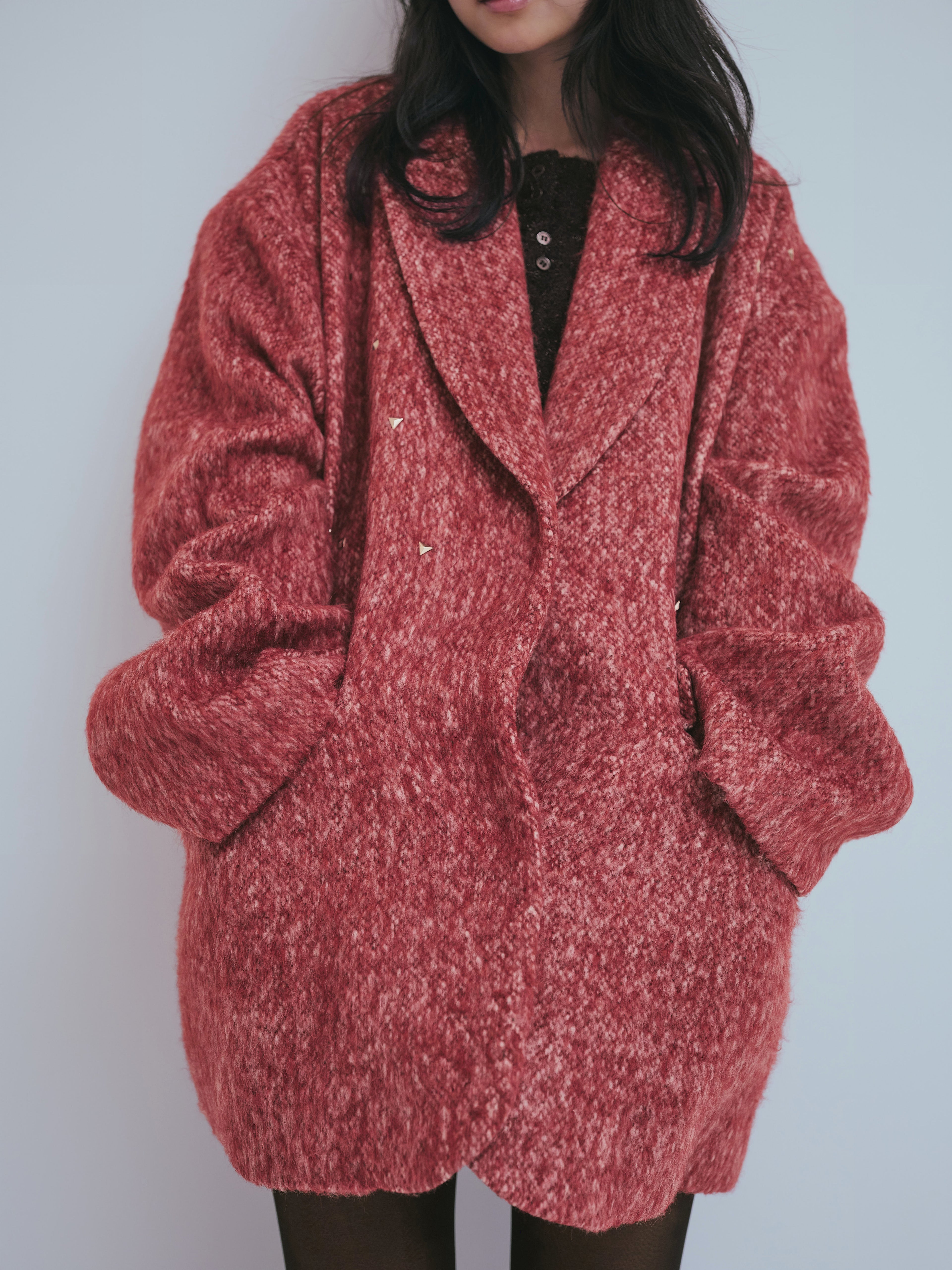 shaggy studs coat jacket