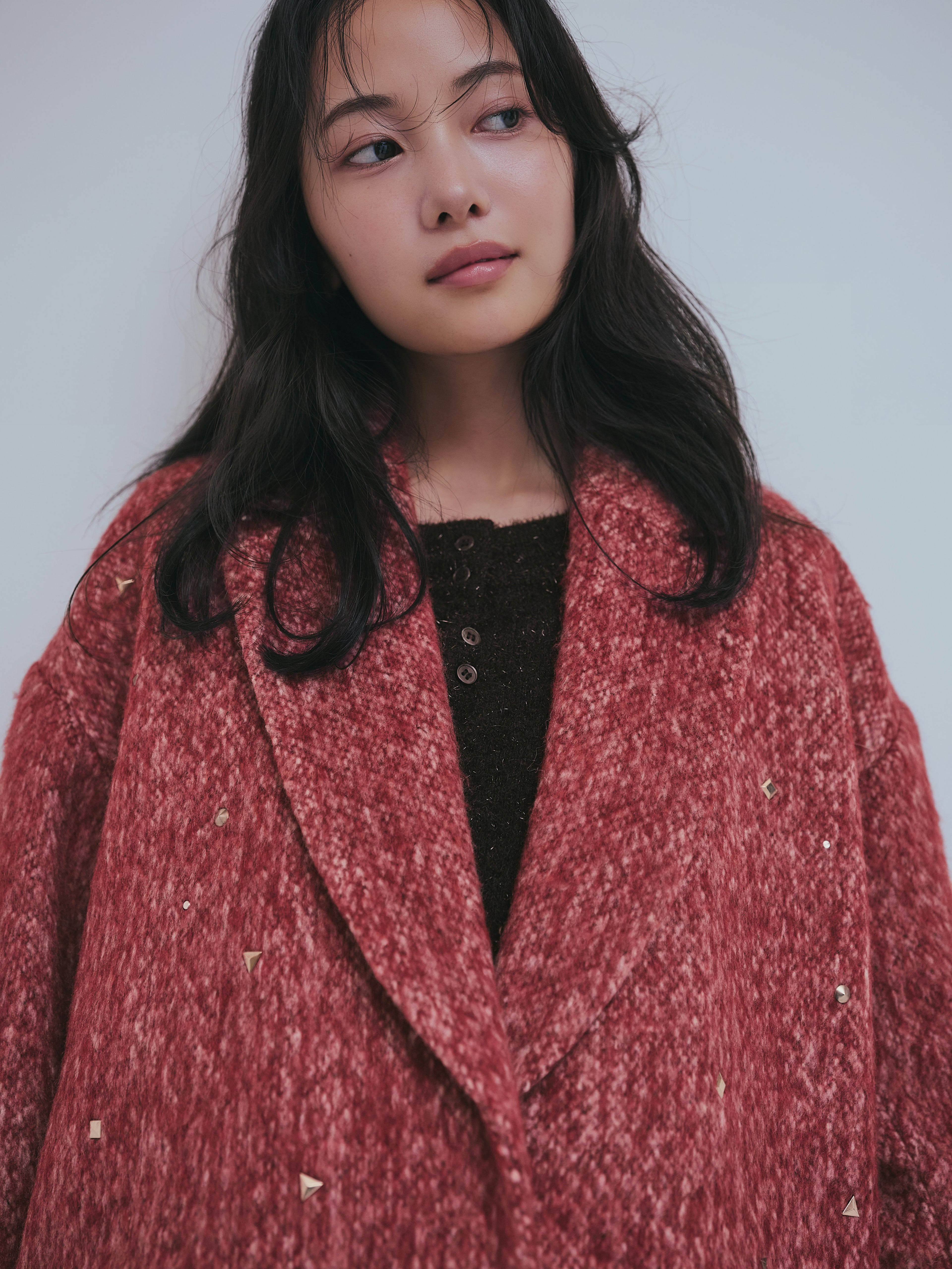 shaggy studs coat jacket