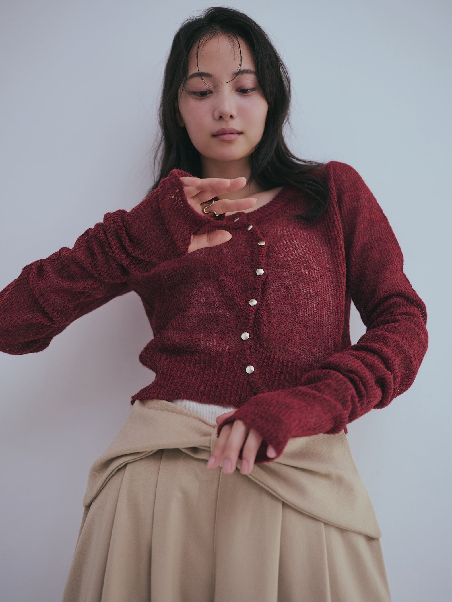 wave design sheer knit