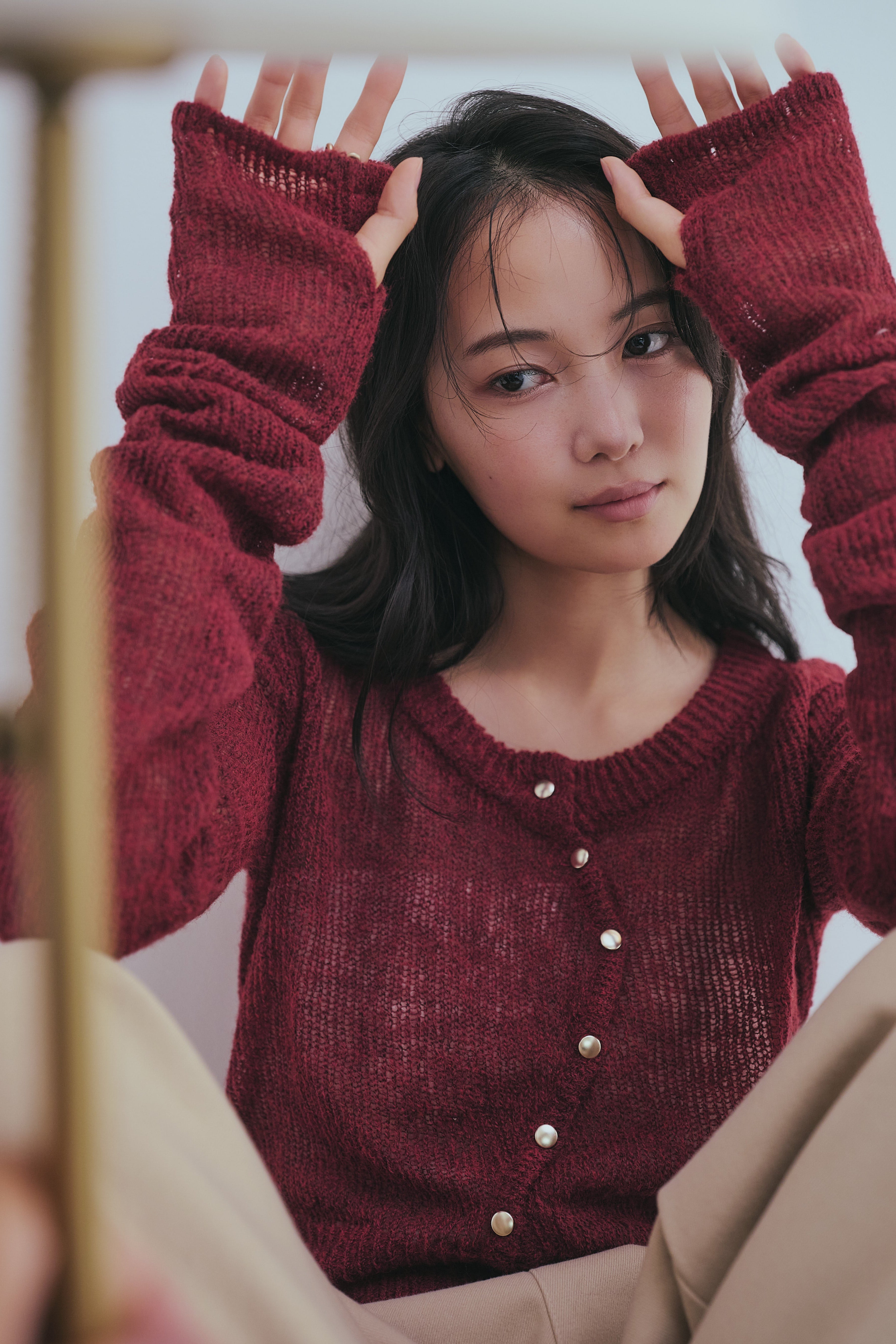 wave design sheer knit