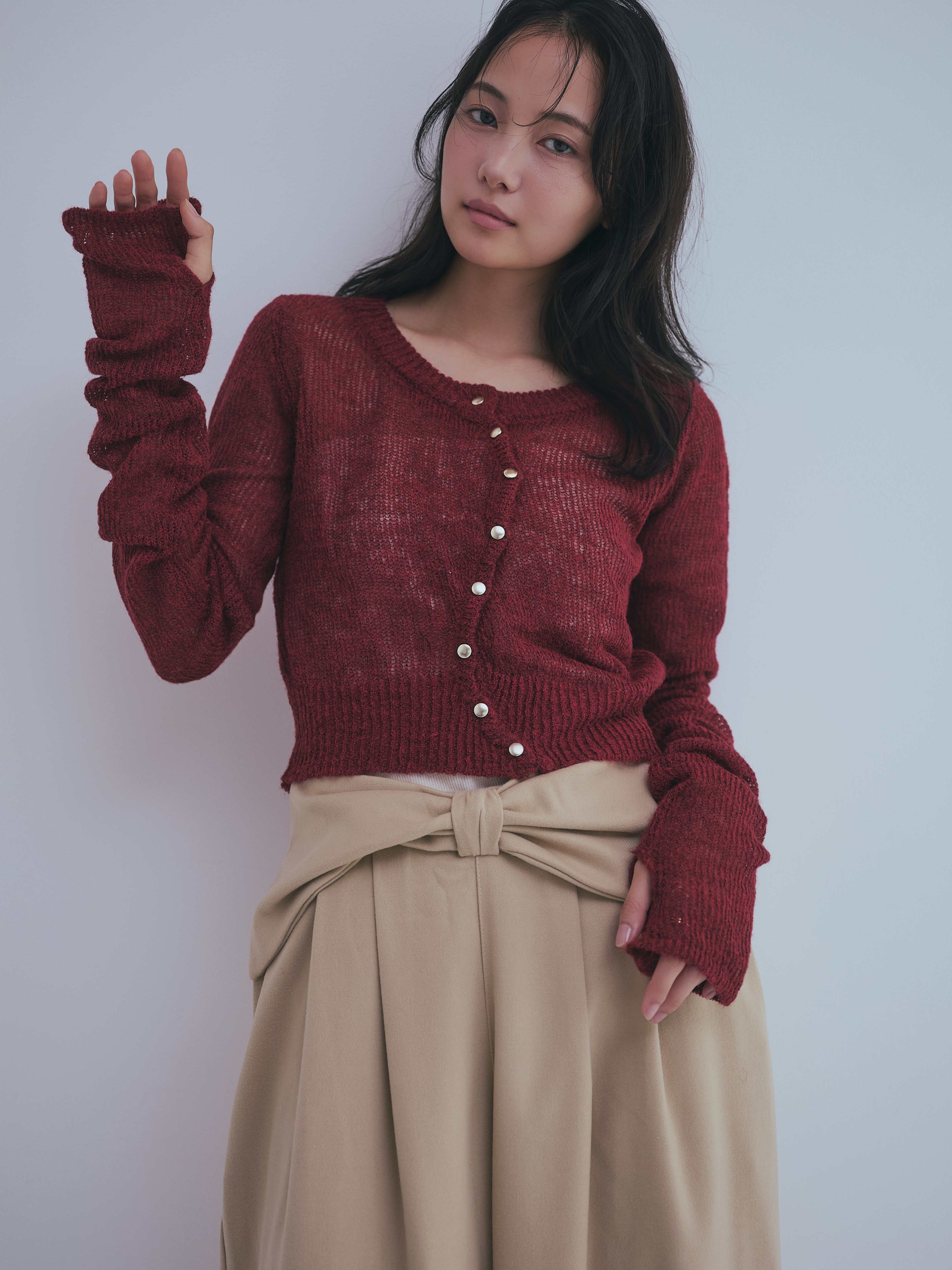 wave design sheer knit