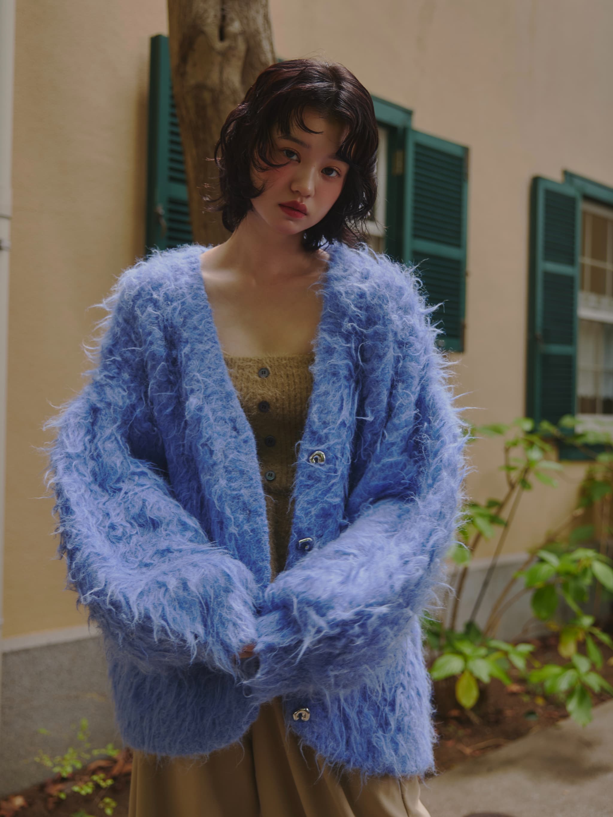unique button knit cardigan