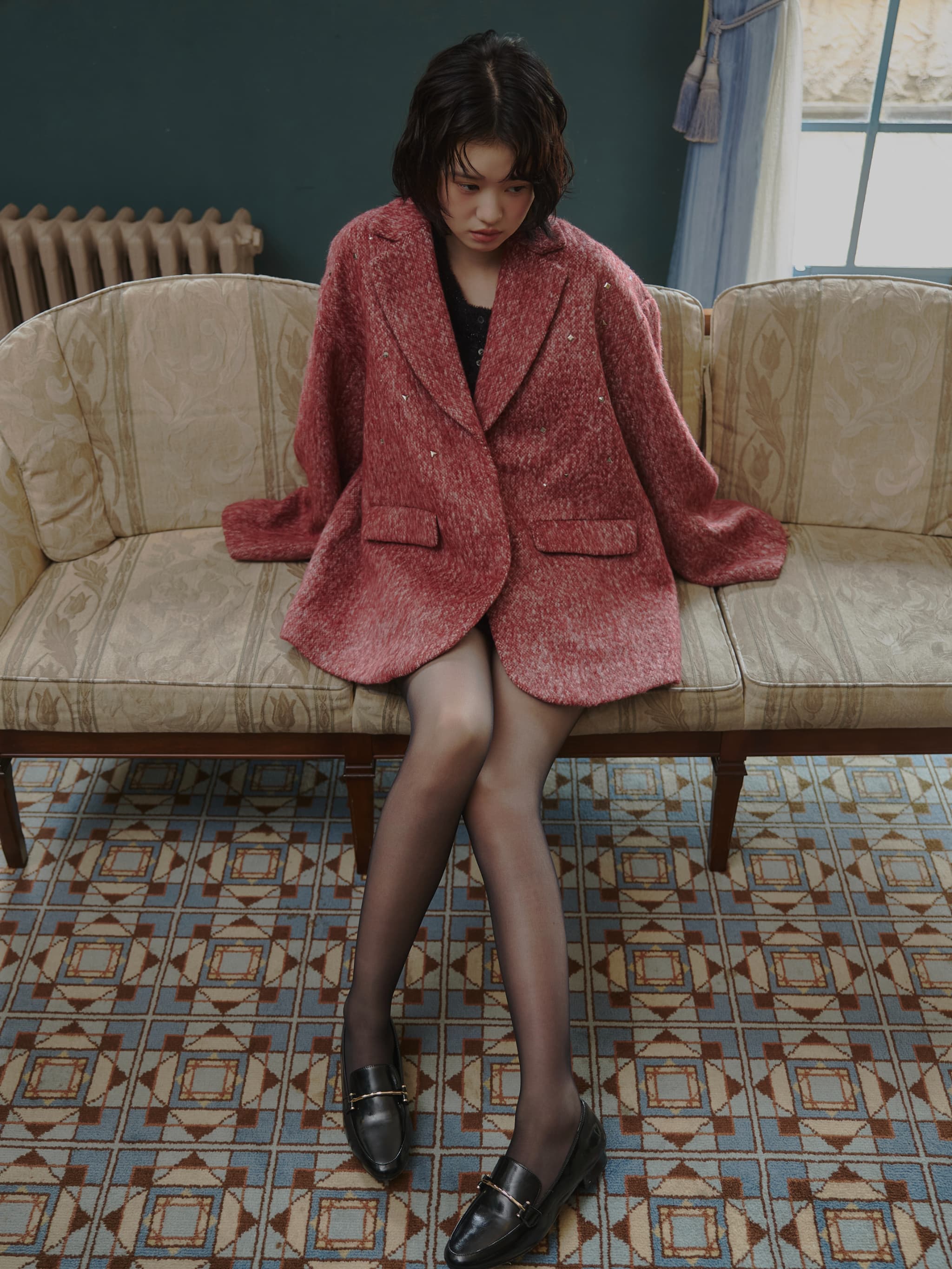 shaggy studs coat jacket