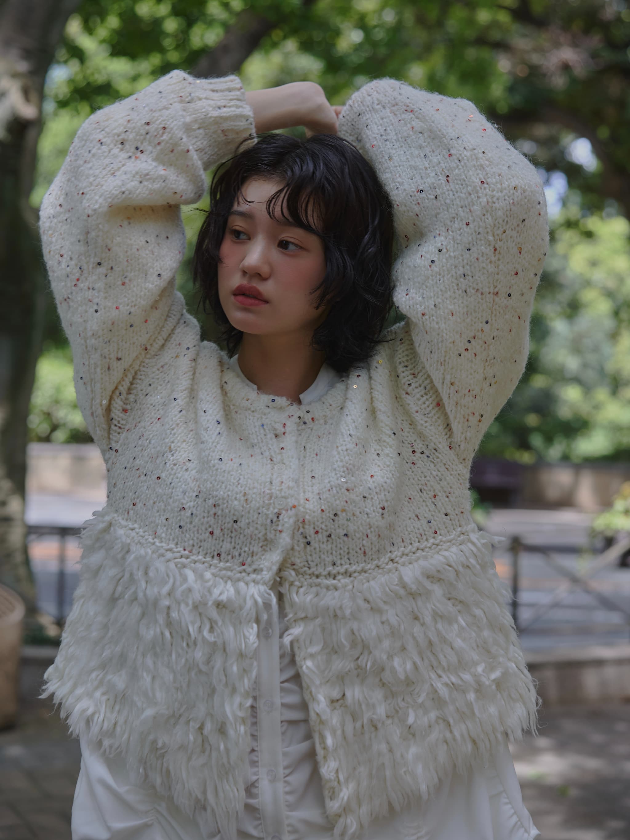 fringe design gritter knit