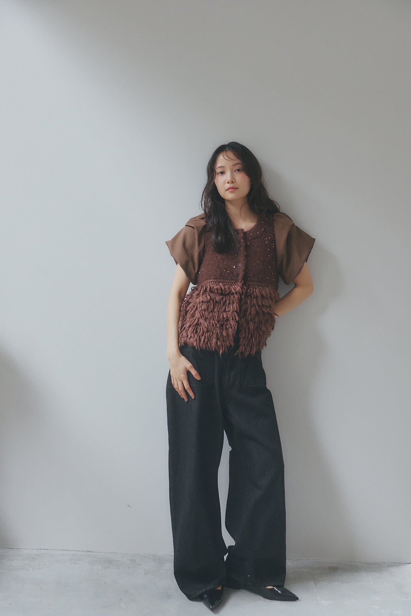 fringe design glitter summer knit