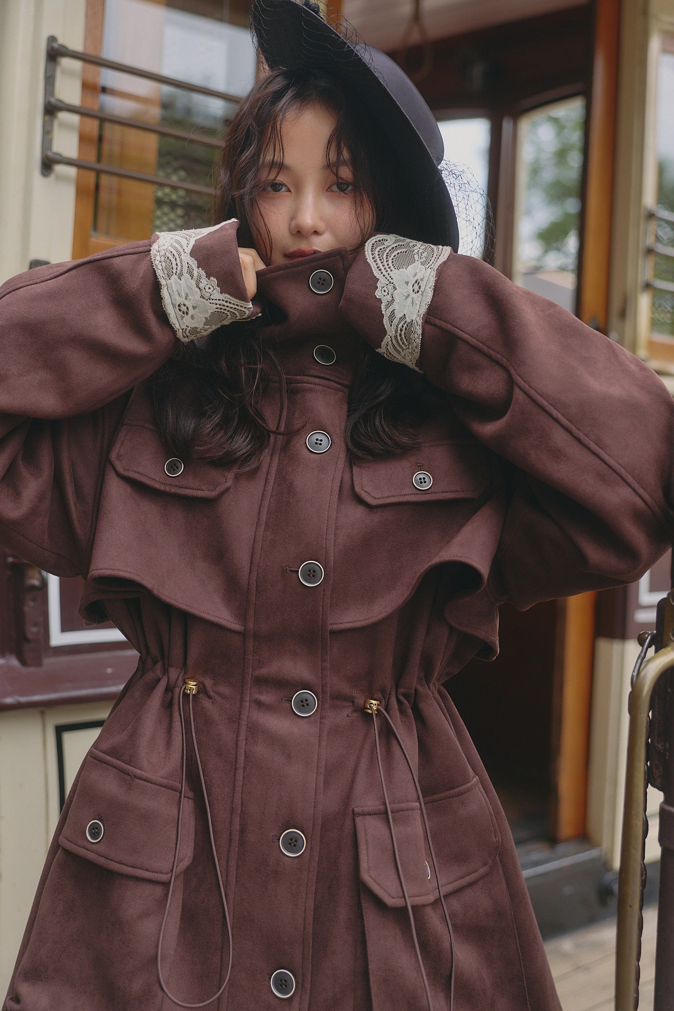 drawstring trench jacket［9月下旬から10月上旬お届け］