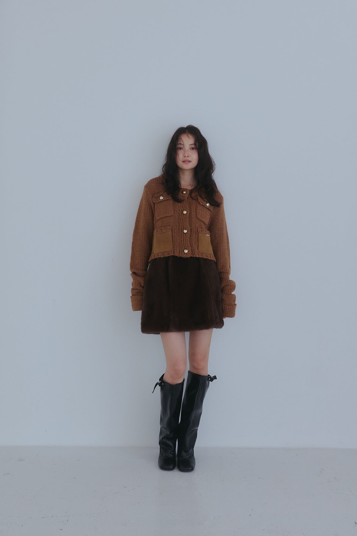 fur mini skirt