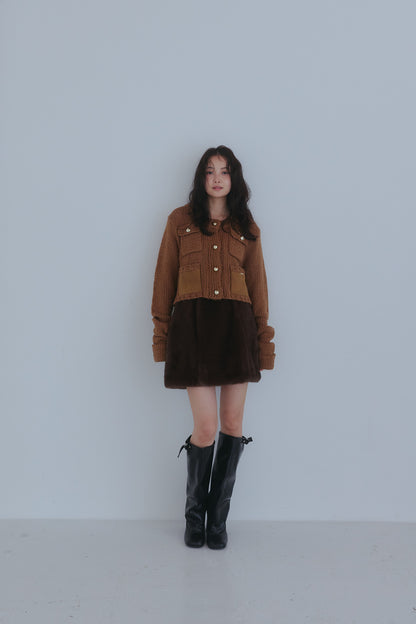 fur mini skirt