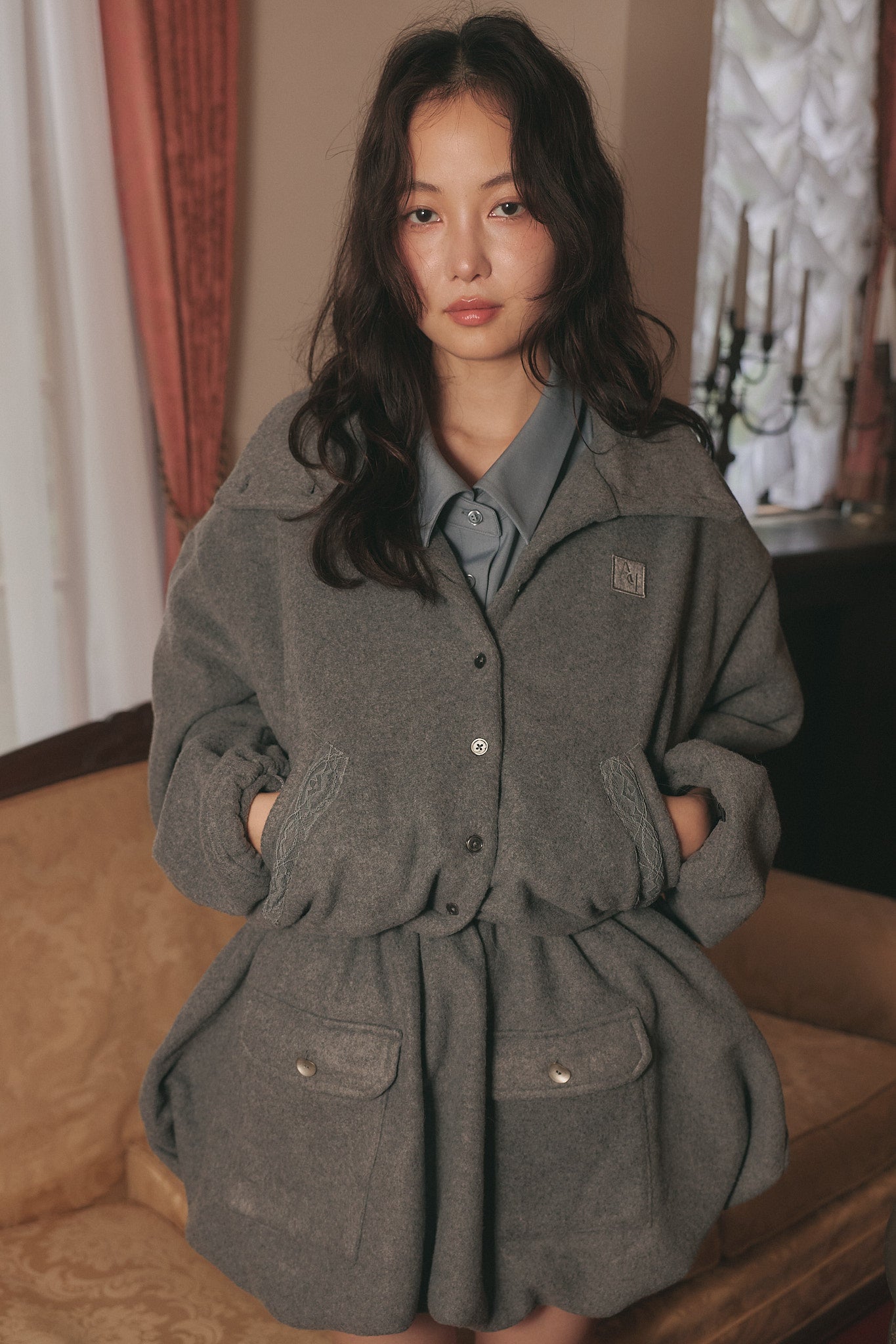 lace pocket fleece jacket［9月中旬から下旬お届け］