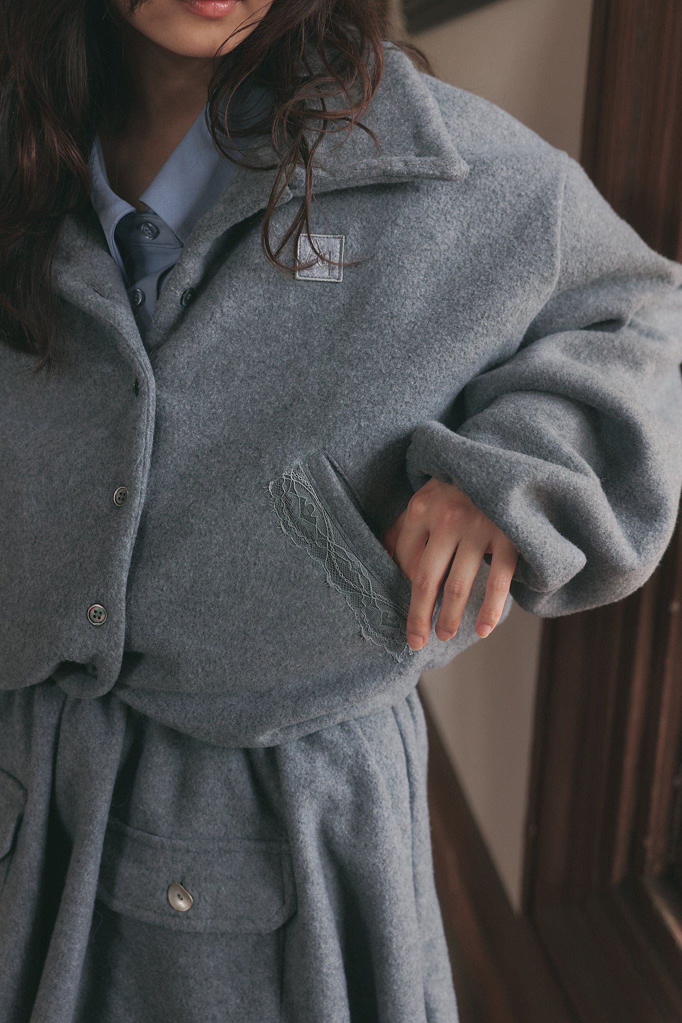 lace pocket fleece jacket［9月中旬から下旬お届け］