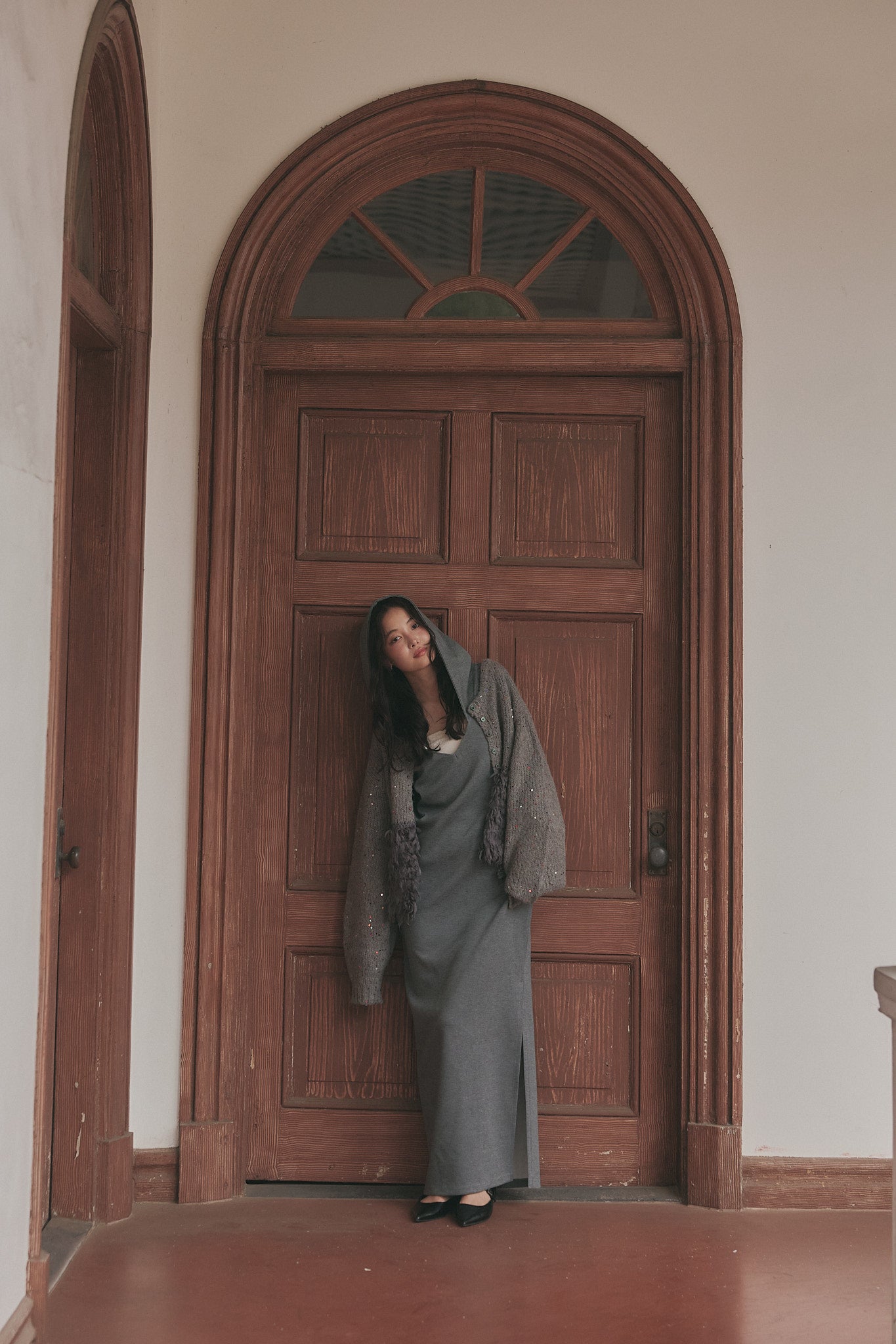 fringe design gritter knit ［9月上旬お届け］