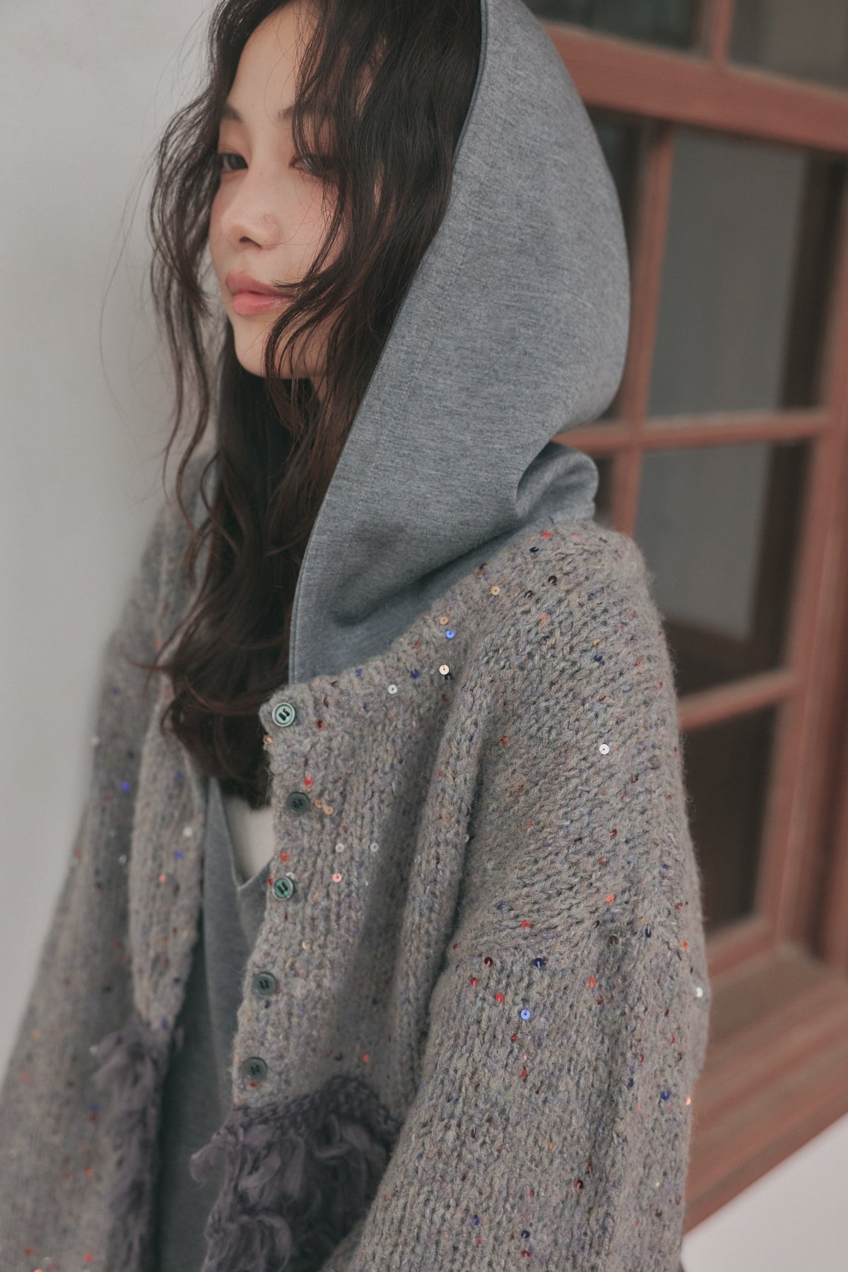 fringe design gritter knit