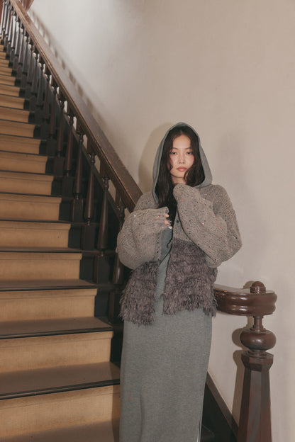 fringe design gritter knit ［9月上旬お届け］