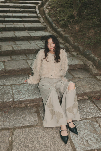 lace damaged denim［9月中旬から下旬お届け］