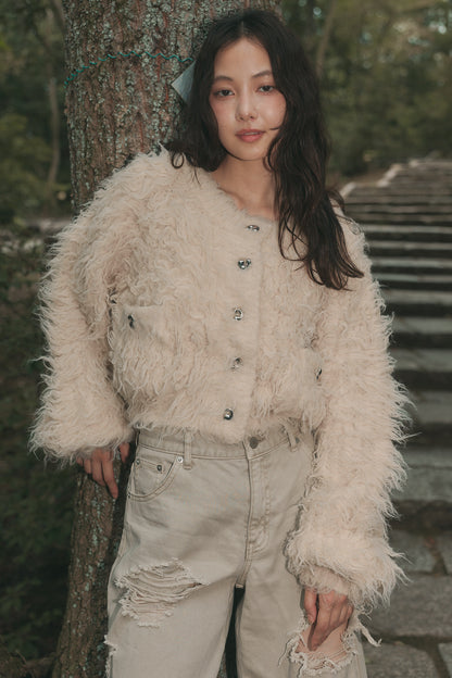 unique button short cardigan［9月上旬お届け］