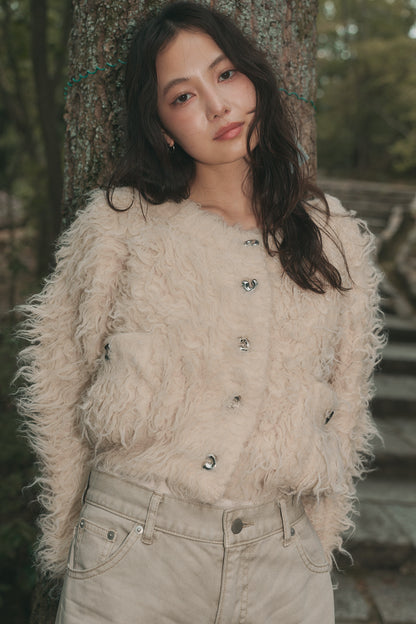 unique button short cardigan［9月上旬お届け］