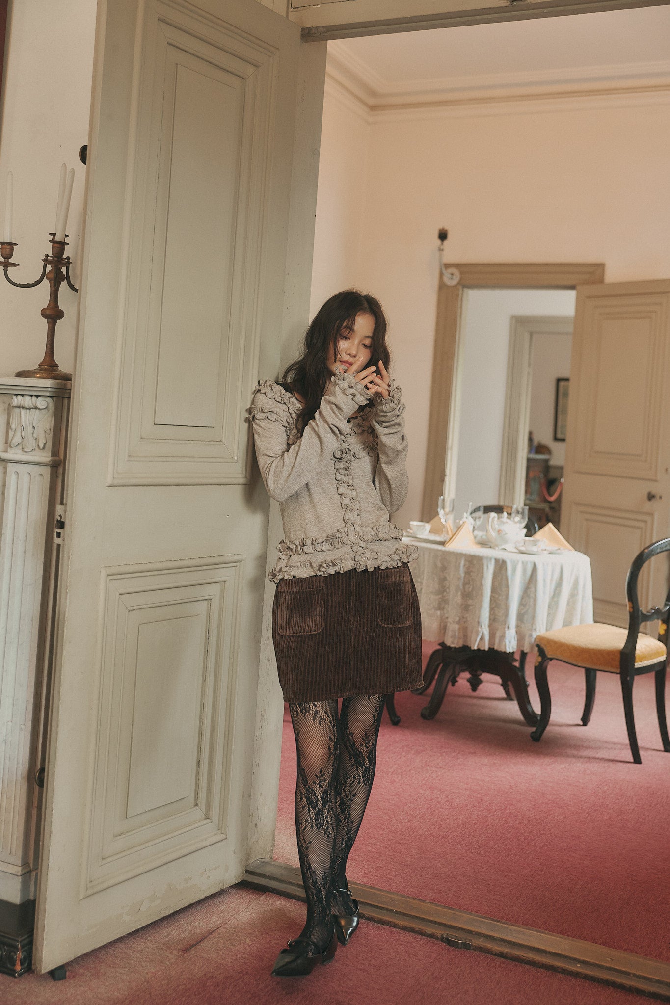 bicolor layered rib knit［9月上旬から中旬お届け］