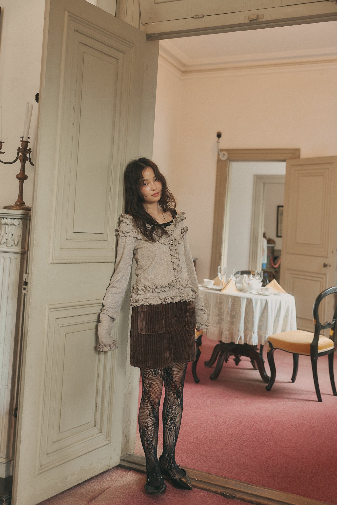 bicolor layered rib knit［9月上旬から中旬お届け］