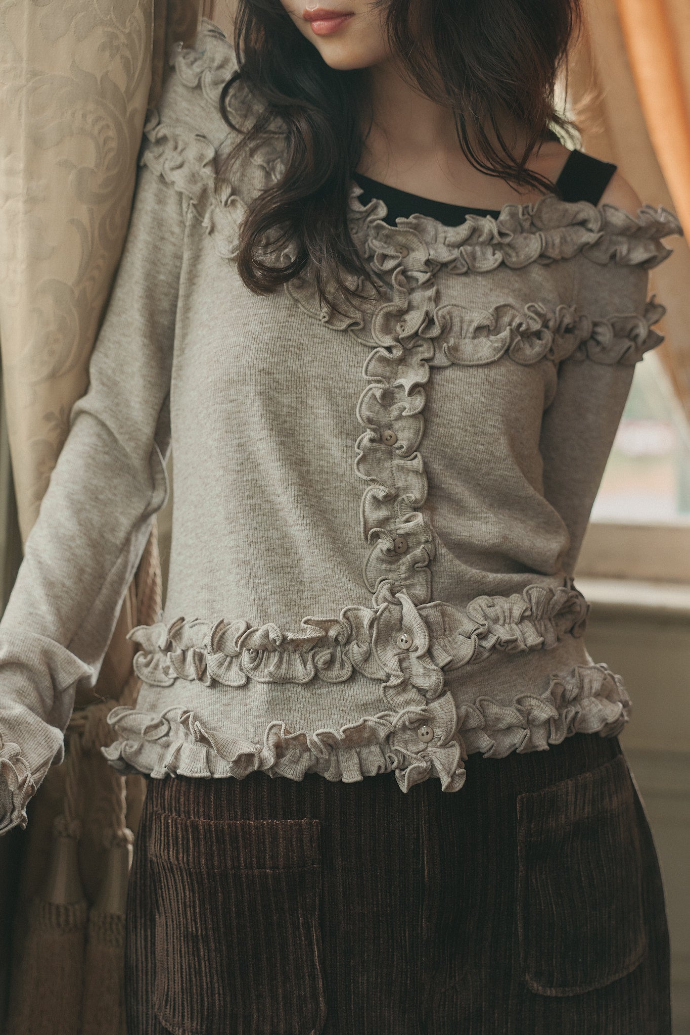 bicolor layered rib knit［9月上旬から中旬お届け］