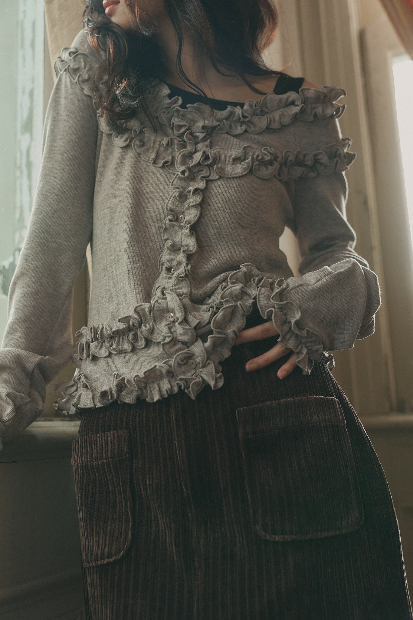 bicolor layered rib knit［9月上旬から中旬お届け］