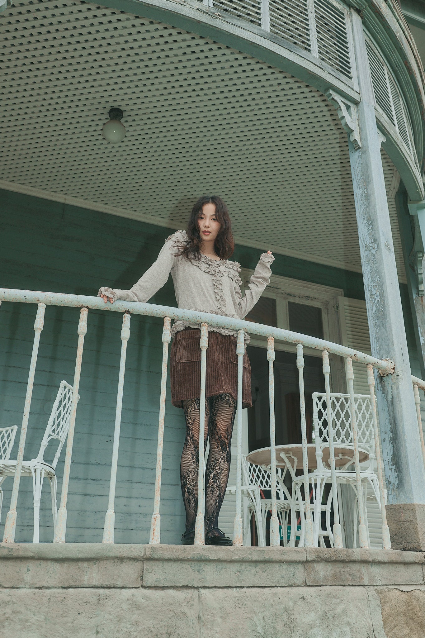 bicolor layered rib knit［9月上旬から中旬お届け］