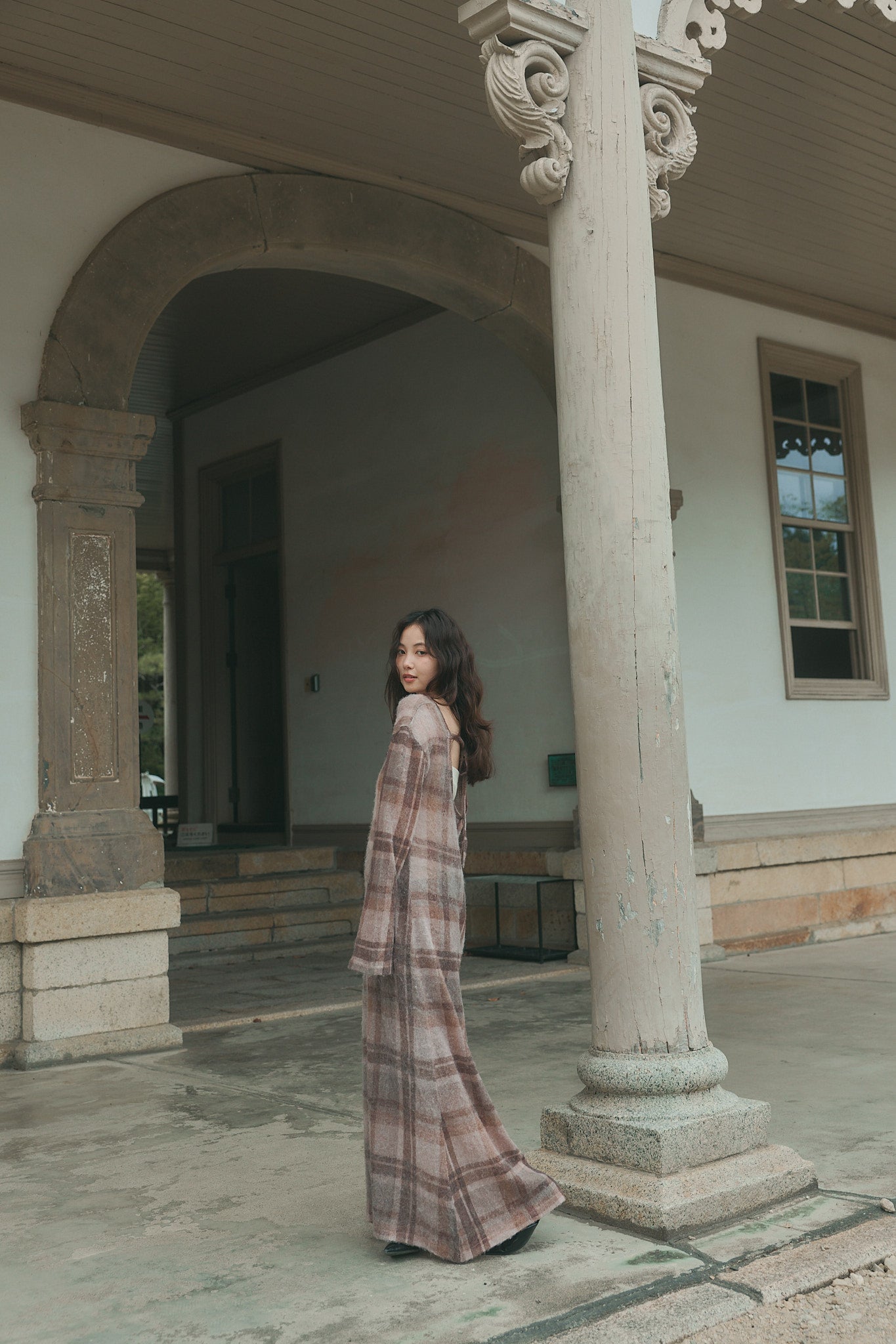 sheer checked one-piece［9月上旬から中旬お届け］