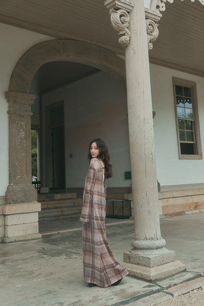 sheer checked one-piece［9月上旬から中旬お届け］