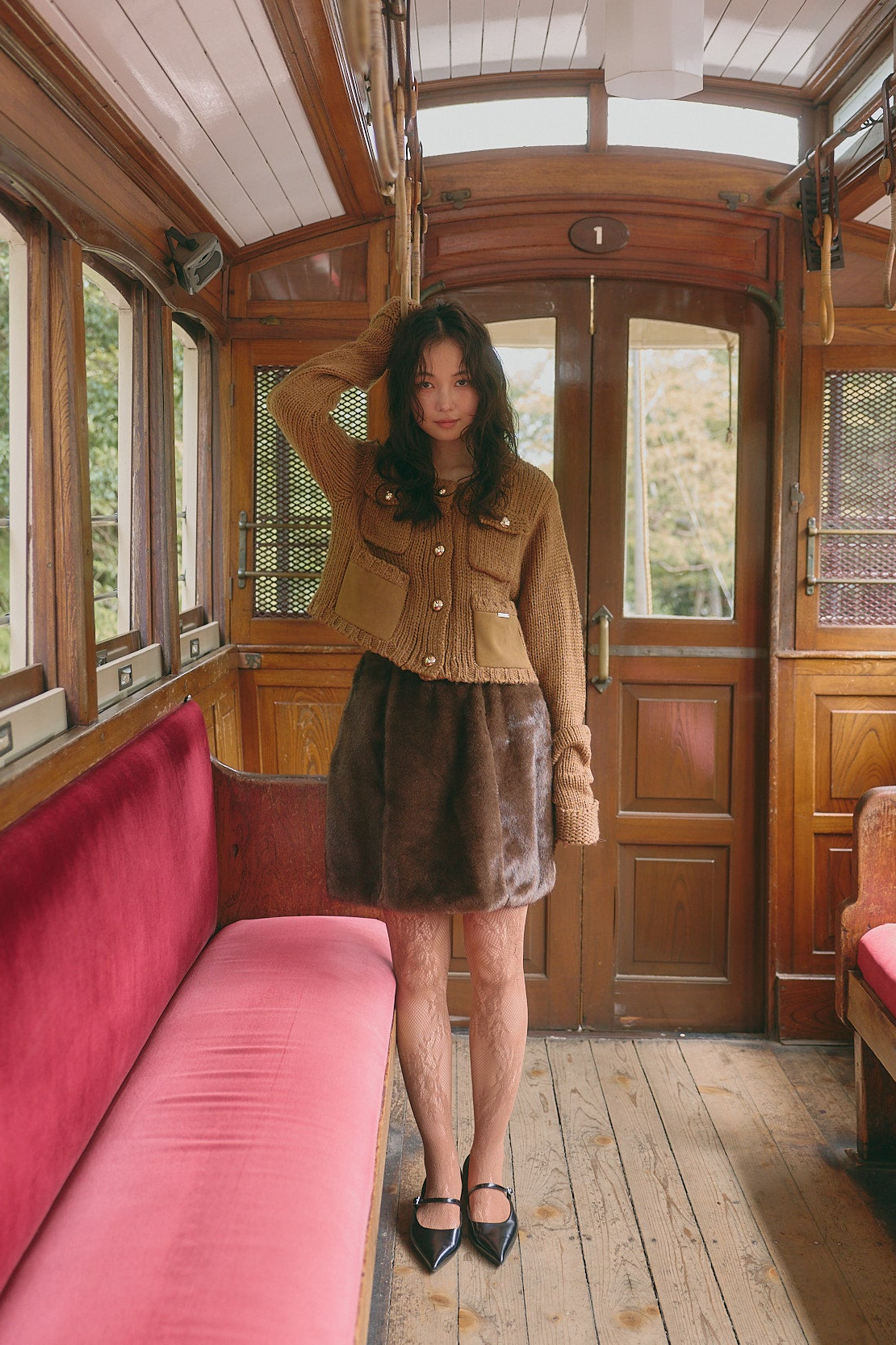 fur mini skirt