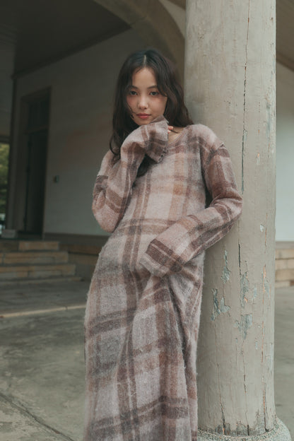 sheer checked one-piece［9月上旬から中旬お届け］