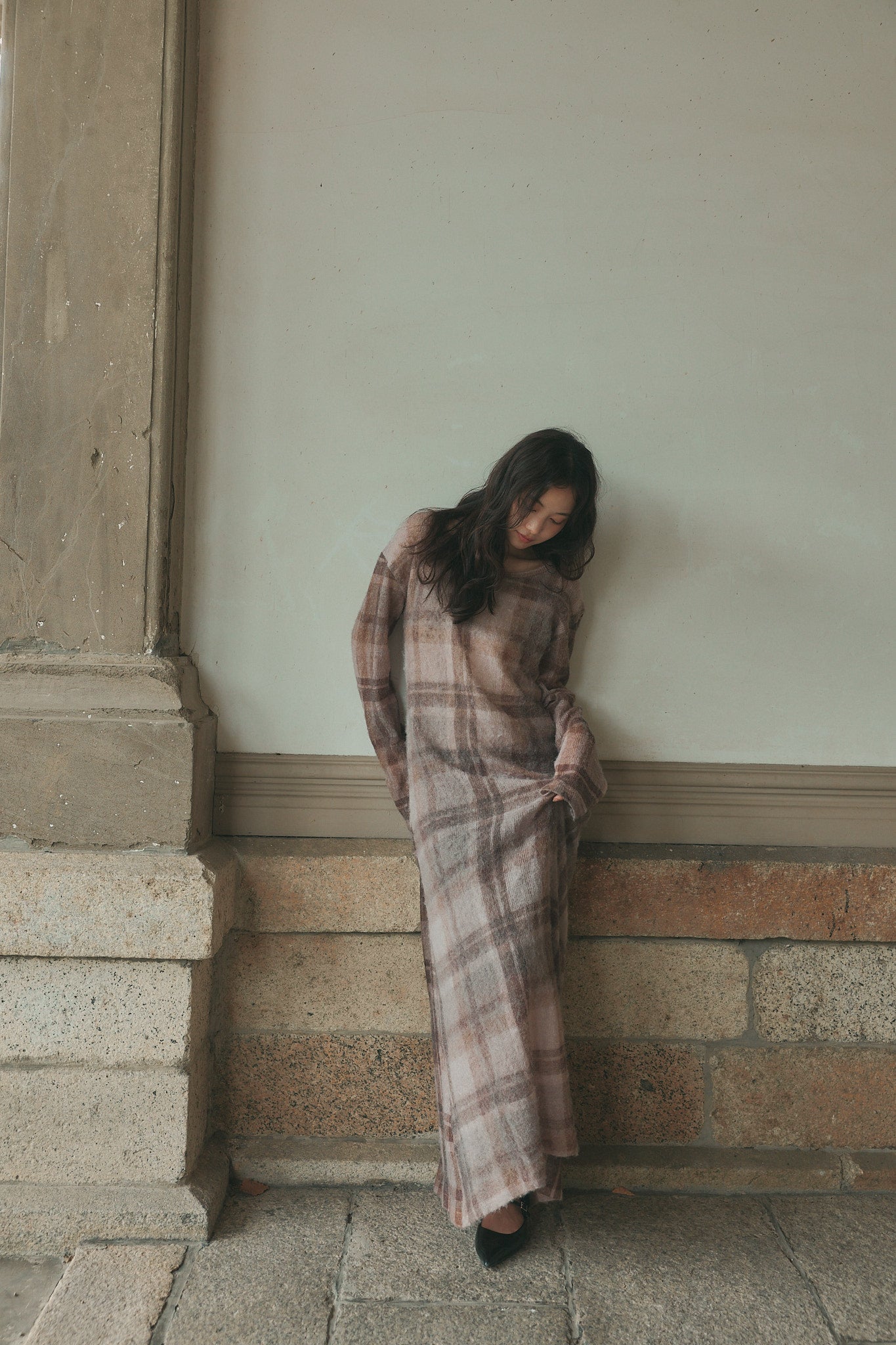 sheer checked one-piece［9月上旬から中旬お届け］