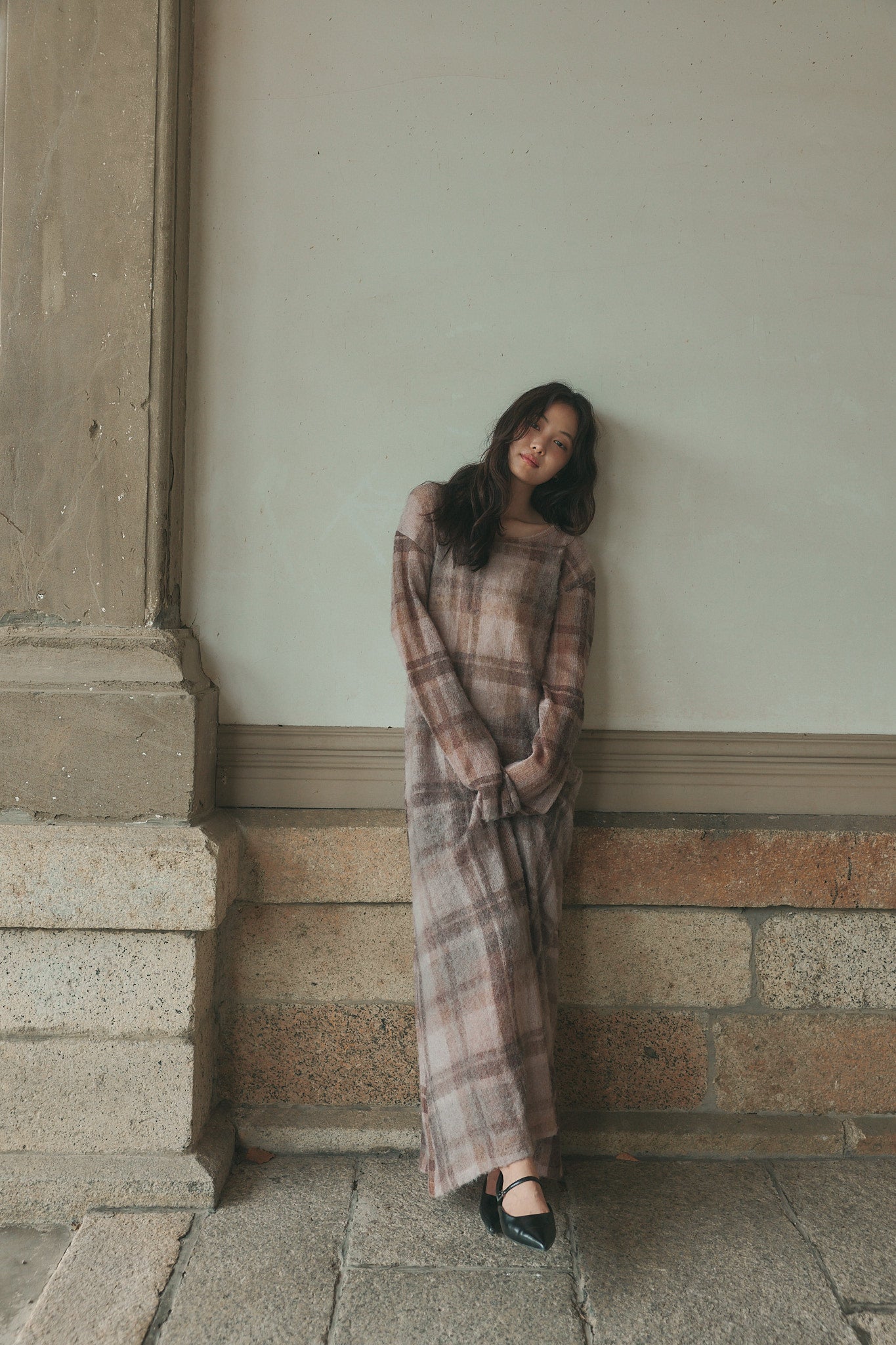 sheer checked one-piece［9月上旬から中旬お届け］
