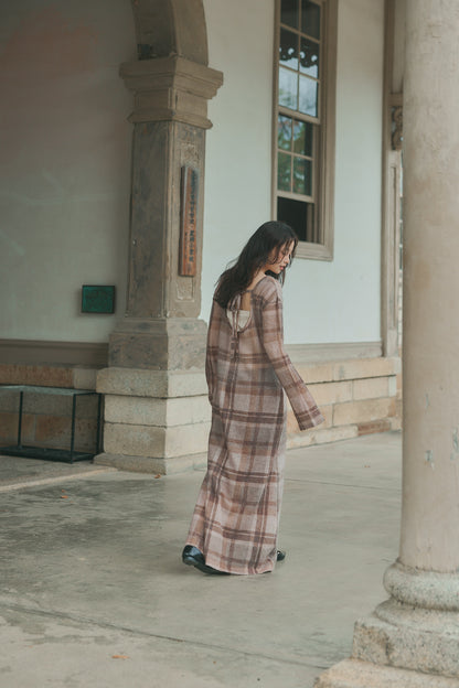 sheer checked one-piece［9月上旬から中旬お届け］