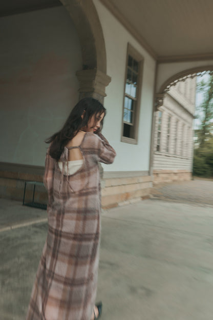 sheer checked one-piece［9月上旬から中旬お届け］