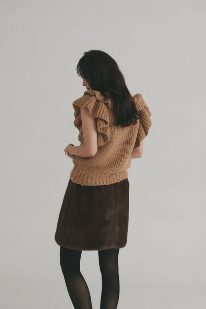 frill neck petal knit