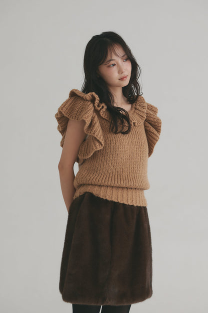 frill neck petal knit