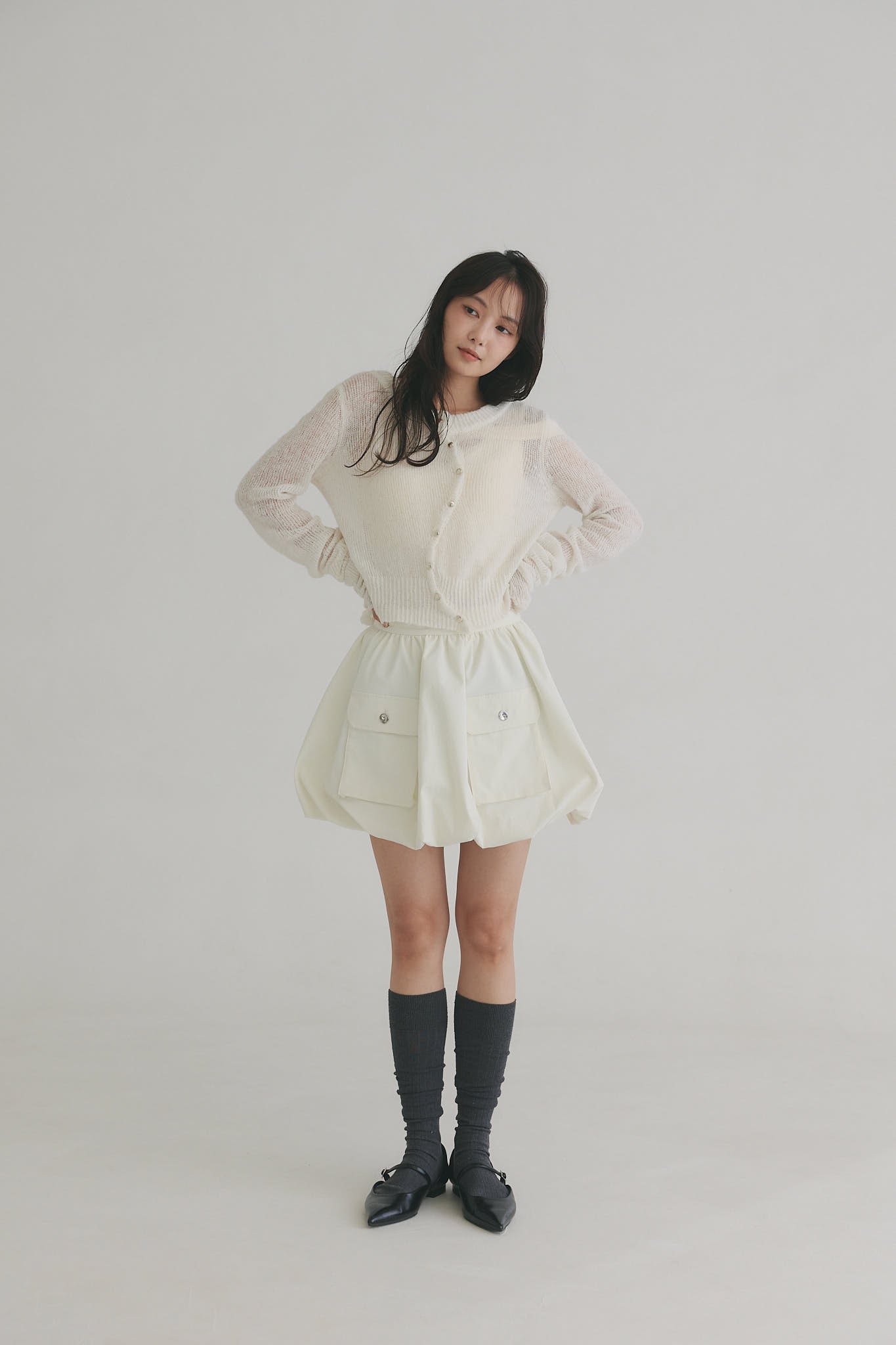 wave design sheer knit