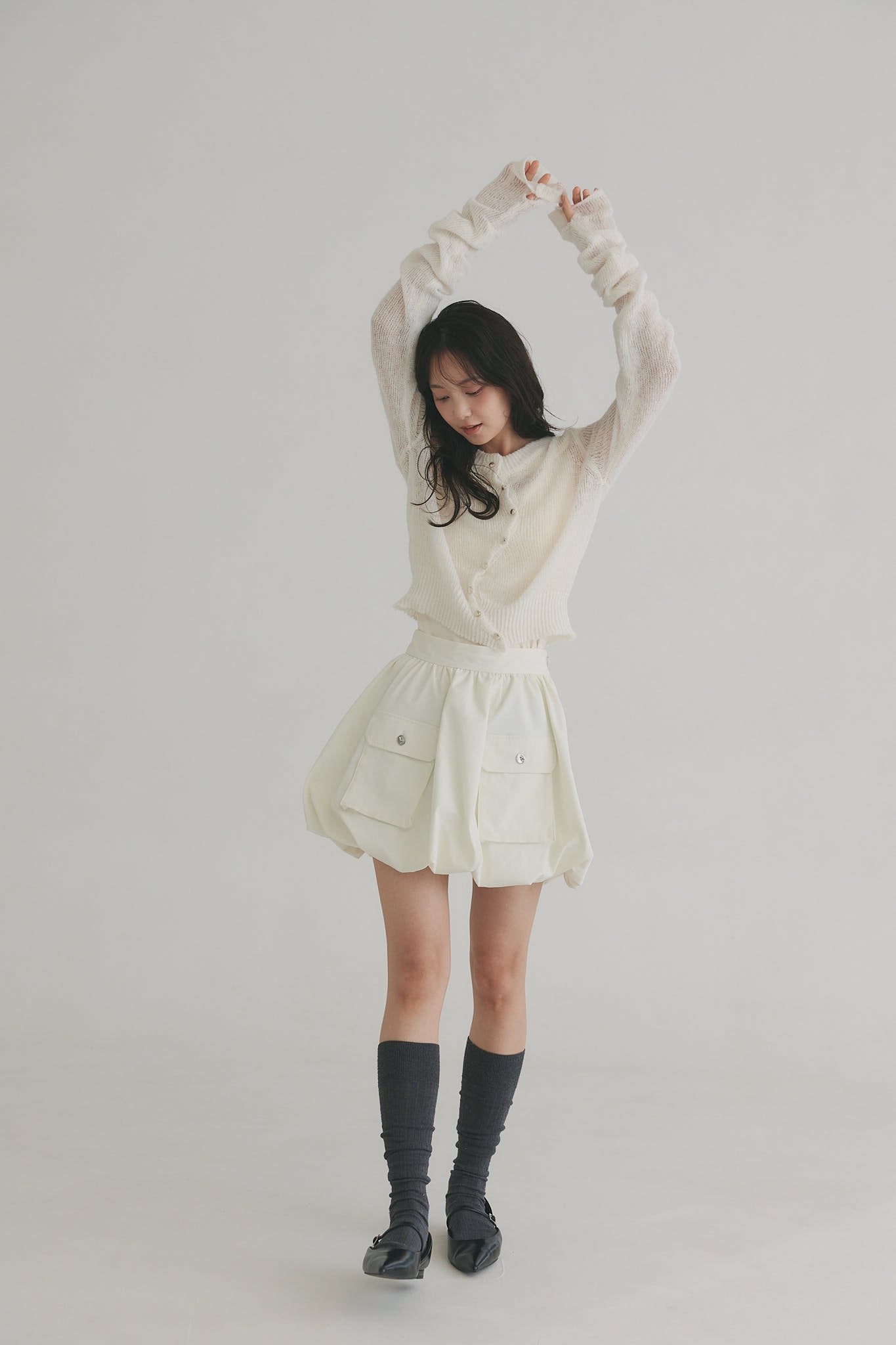 wave design sheer knit