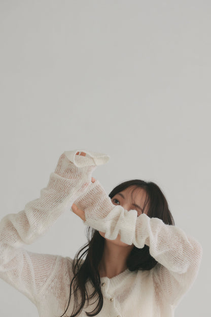 wave design sheer knit