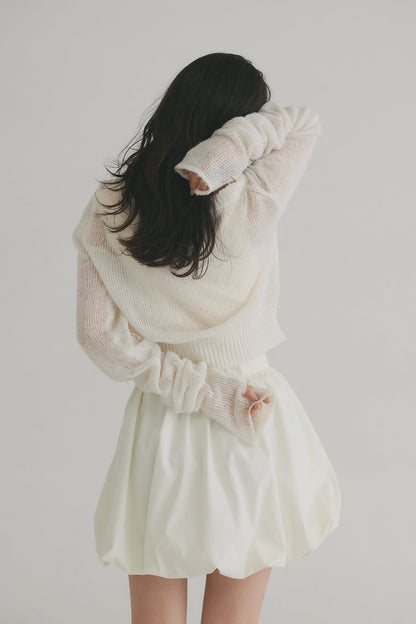 wave design sheer knit