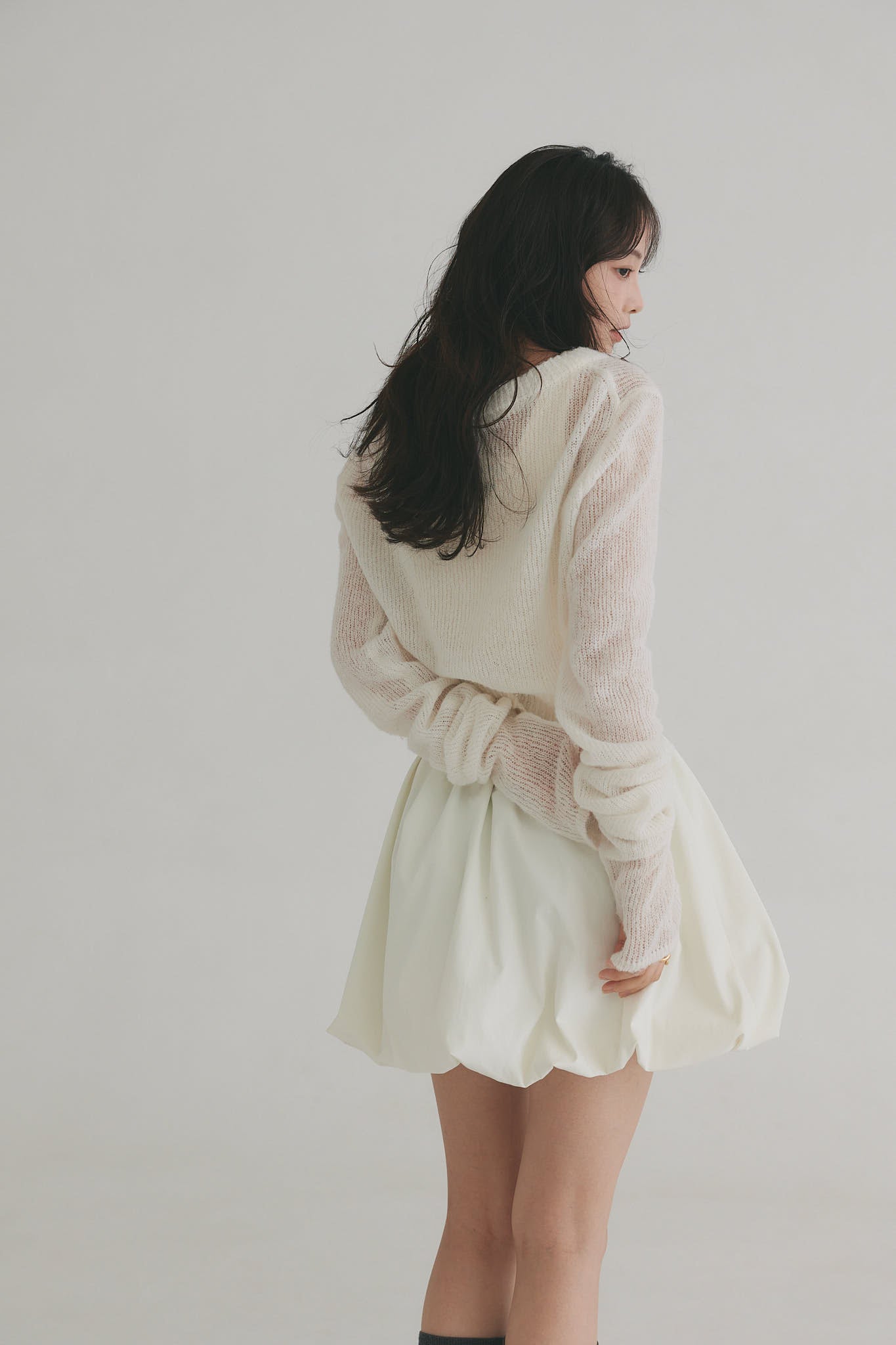wave design sheer knit