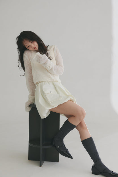 wave design sheer knit