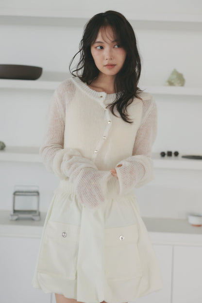 wave design sheer knit