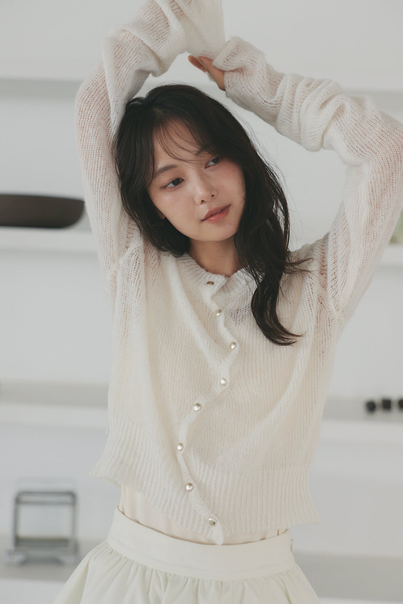 wave design sheer knit