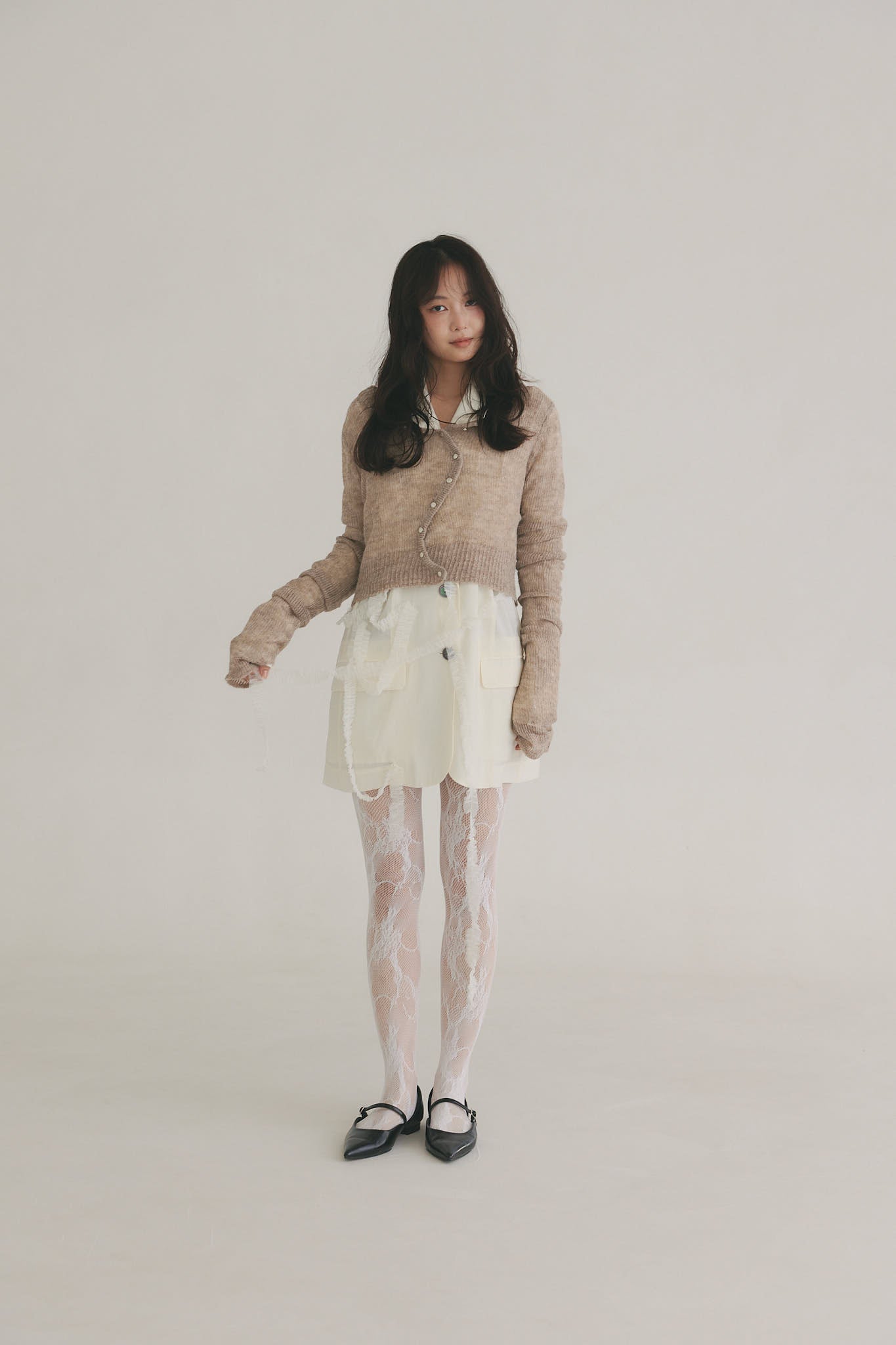 wave design sheer knit