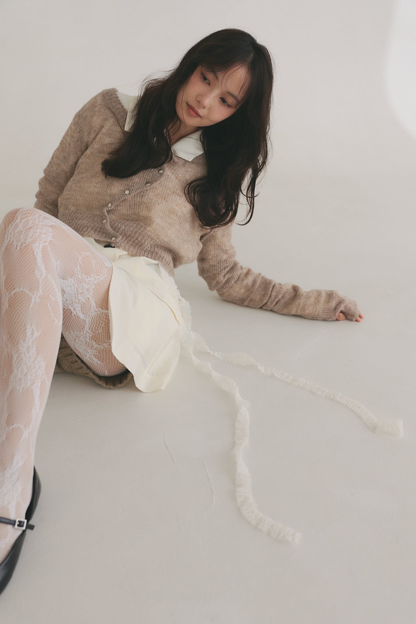 wave design sheer knit