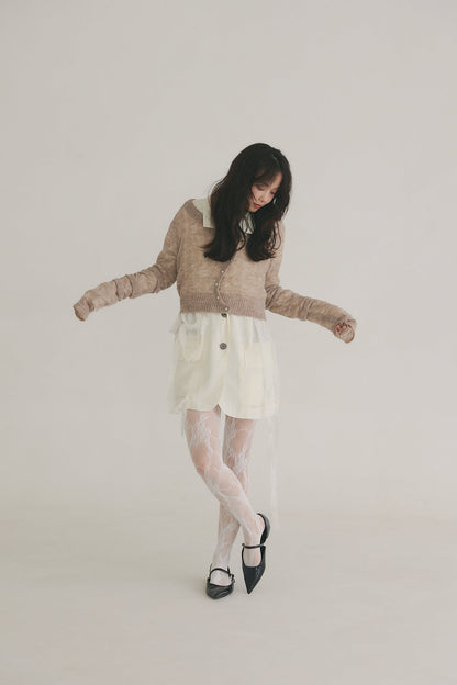 wave design sheer knit