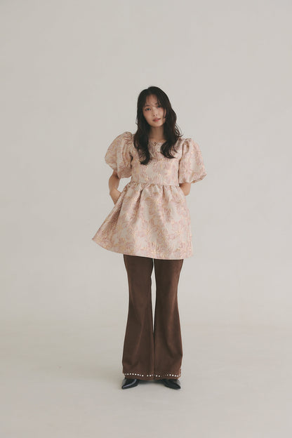jacquard puffy peplum tops