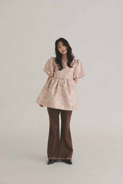jacquard puffy peplum tops
