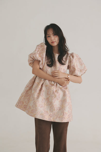 jacquard puffy peplum tops