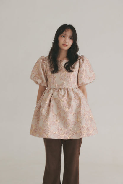 jacquard puffy peplum tops